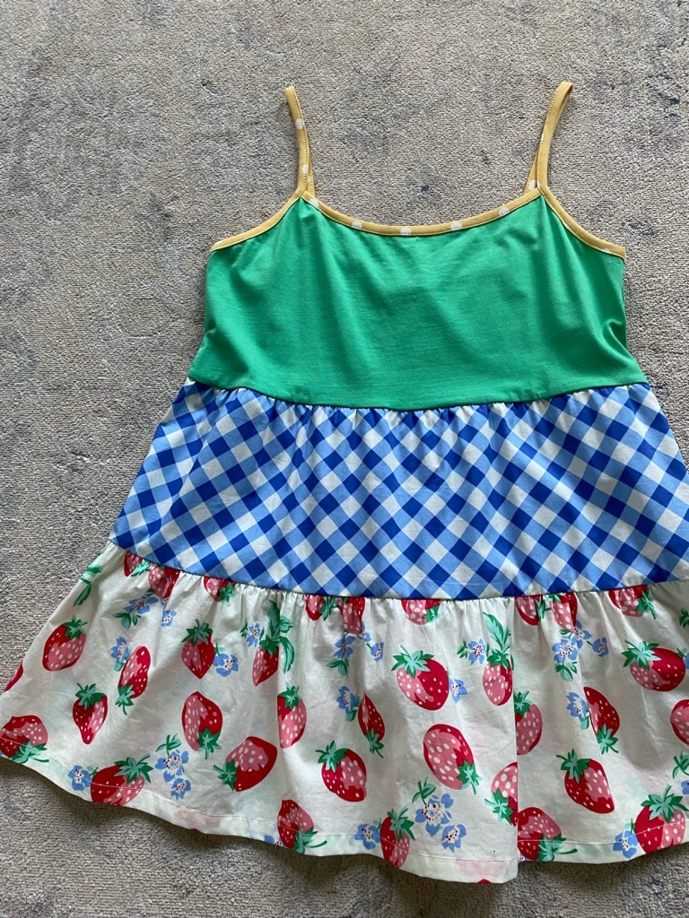 Matilda Jane Babydoll Cami Top Small Tiered Cotton Bold Fun Strawberry Gingham